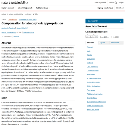 Compensation for atmospheric appropriation | Nature Sustainability
