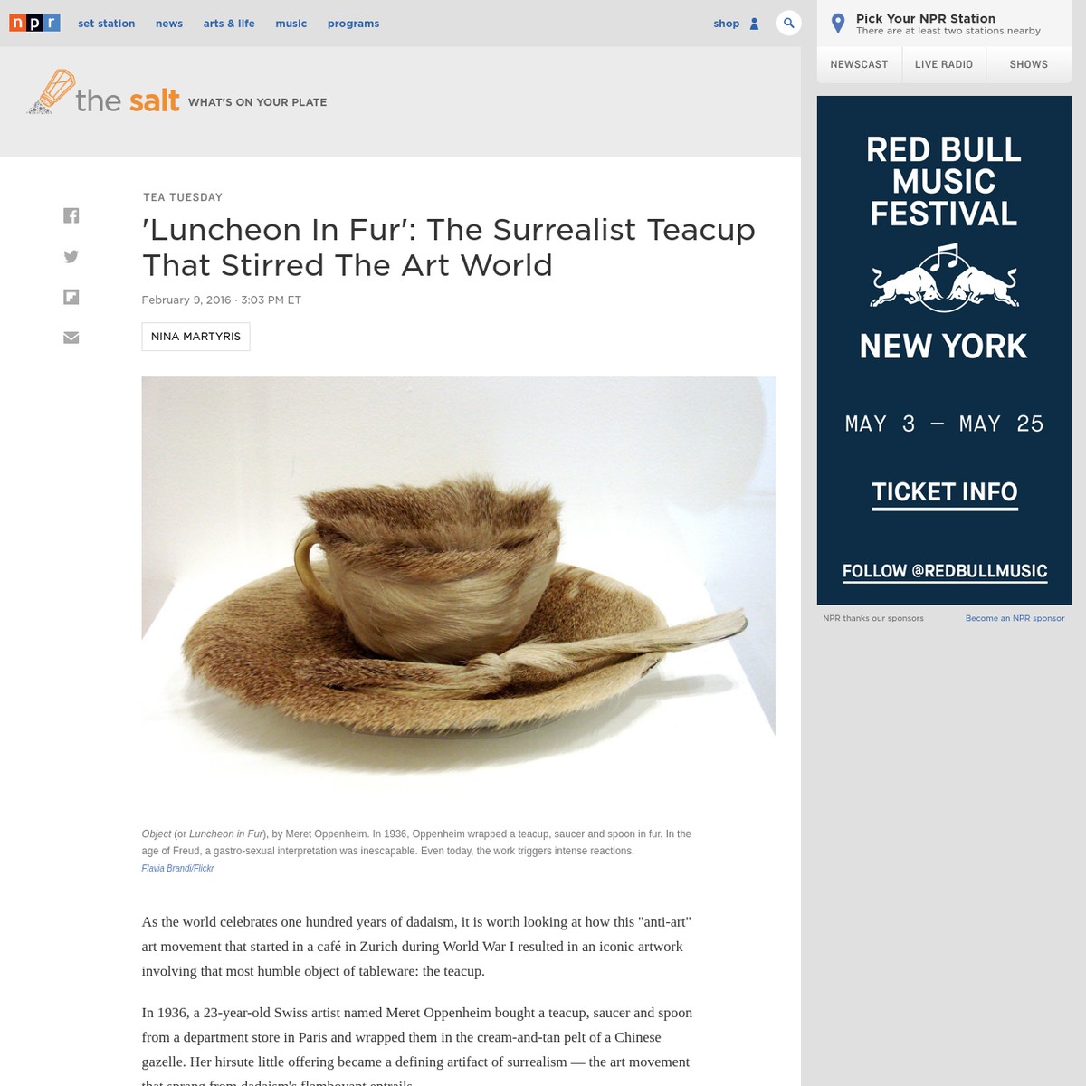 Luncheon In Fur': The Surrealist Teacup That Stirred The Art World : The  Salt : NPR