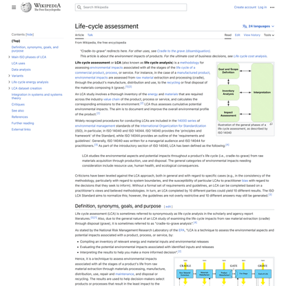 Life-cycle assessment - Wikipedia