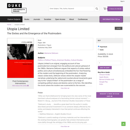 Duke University Press - Utopia Limited