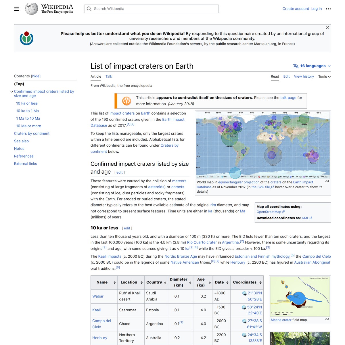 List of impact craters on Earth Wikipedia — Are.na