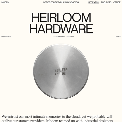 Claire L. Evans, Heirloom Hardware (2023)