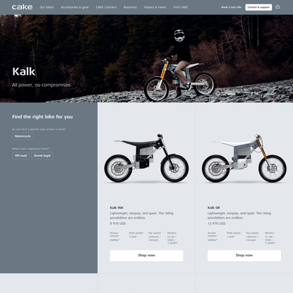 Kalk | Street legal &amp; off-road electric motorcycles | CAKE