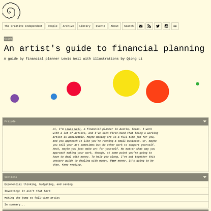 An artist's guide to financial planning