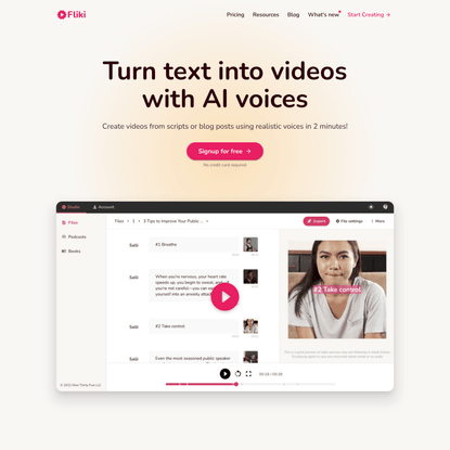 Fliki - Turn text into videos with AI voices