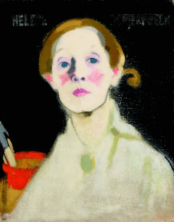 Helene Schjerfbeck, Self-Portrait, Black Background, 1915