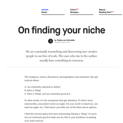 On finding your niche