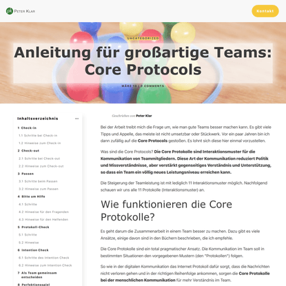 Anleitung für großartige Teams: Core Protocols - Peter Klar - online team coach