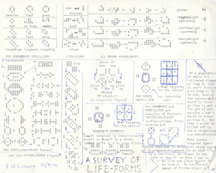 John Conway, A Survey of Life-Forms, Game of Life, 1970 