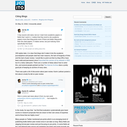 Citing Blogs - Joi Ito's Web
