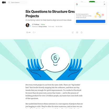 Six Questions to Structure Great Projects