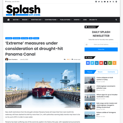 ‘Extreme’ measures under consideration at drought-hit Panama Canal - Splash247