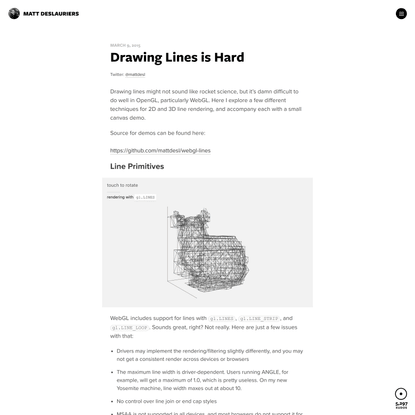Drawing Lines is Hard • Matt DesLauriers