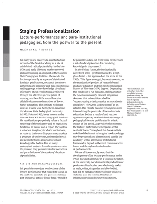 Mashinka Firunts Hakopian, “Staging Professionalization" (2016)