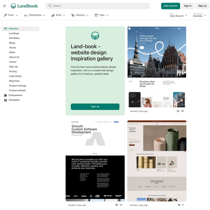 Land-book - website design inspiration gallery