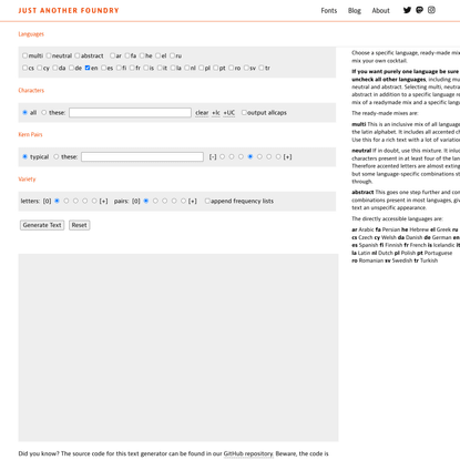 Just Another Foundry – Just Another Test Text Generator