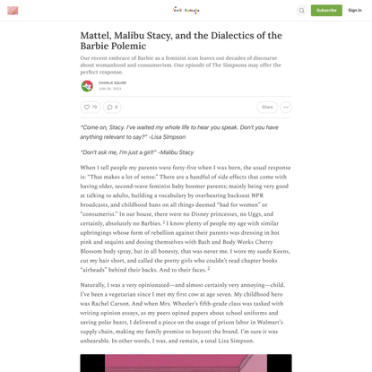 Mattel, Malibu Stacy, and the Dialectics of the Barbie Polemic