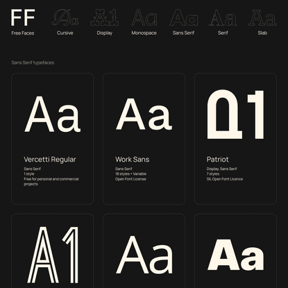 Free Faces - Sans Serif typefaces