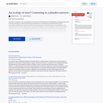 An ecology of trust? Consenting to a pluralist universe