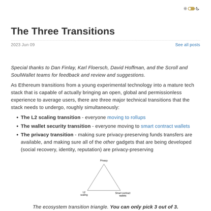 The Three Transitions