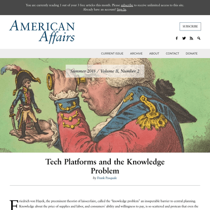 Tech Platforms and the Knowledge Problem - American Affairs Journal