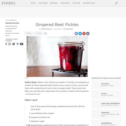 Gingered Beet Pickles Recipe on Food52