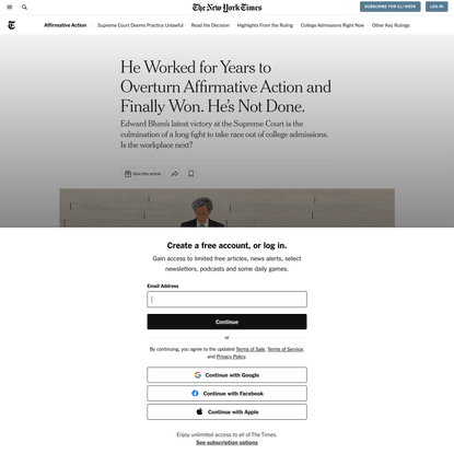 Edward Blum Worked for Years to Overturn Affirmative Action. He’s Not Done. - The New York Times