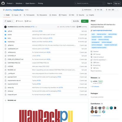 GitHub - akamhy/waybackpy: Wayback Machine API interface &amp; a command-line tool