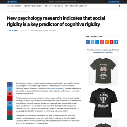 New psychology research indicates that social rigidity is a key predictor of cognitive rigidity