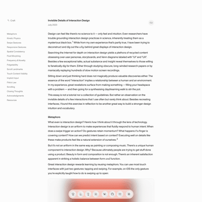 Invisible Details of Interaction Design