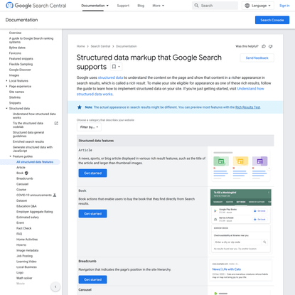 Structured Data Markup that Google Search Supports | Google Search Central | Documentation | Google for Developers