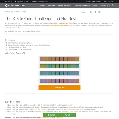 Free Online Color Challenge and Hue Test; X-Rite