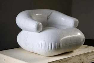 Hanne Arends, “Freddy Marbic” chair, 2023, hand-carved Carrara marble