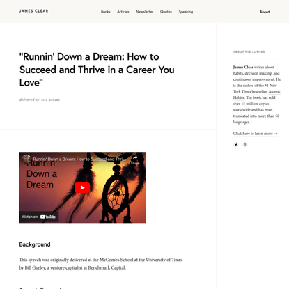 “Runnin’ Down a Dream: How to Succeed and Thrive in a Career You Love”