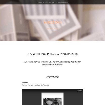 AA Writing Prize Winners 2018 - Writing