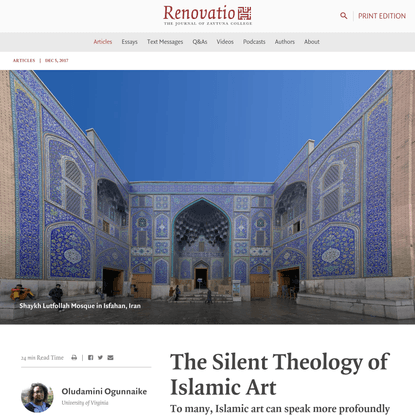 The Silent Theology of Islamic Art - Article - Renovatio
