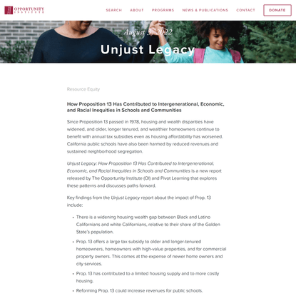 Unjust Legacy — The Opportunity Institute