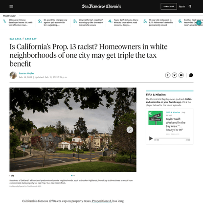 Is California’s Prop. 13 racist? Homeowners in white neighborhoods of one city may get triple the tax benefit