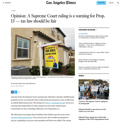 Opinion: A Supreme Court ruling is a warning for Prop. 13 — tax law should be fair