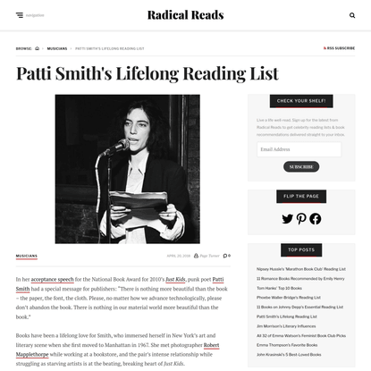 Patti Smith’s Lifelong Reading List - Radical Reads