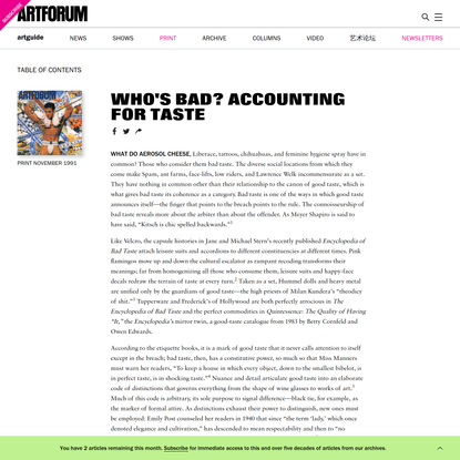 WHO’S BAD? ACCOUNTING FOR TASTE