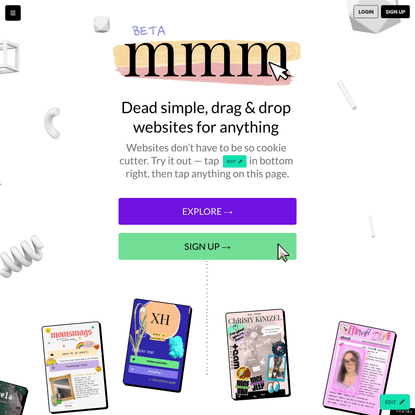 mmm.page — Dead Simple, Drag &amp; Drop Websites