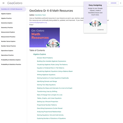 GeoGebra Gr 4-8 Math Resources