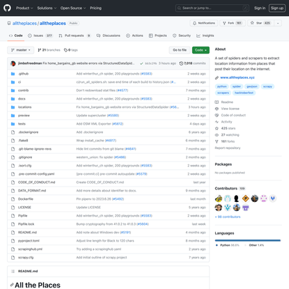GitHub - alltheplaces/alltheplaces: A set of spiders and scrapers to extract location information from places that post thei...