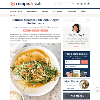 Chinese Steamed Fish with Ginger Shallot Sauce
