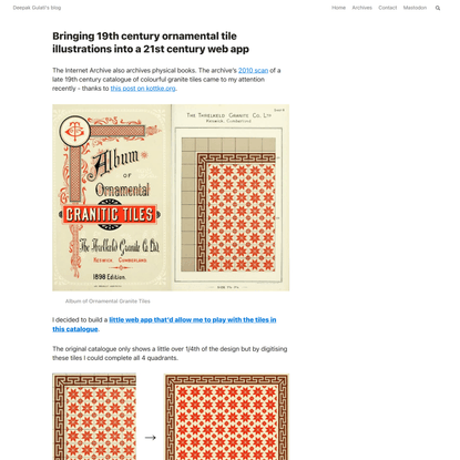 Bringing 19th century ornamental tile illustrations into a 21st century web app - Deepak Gulati’s blog