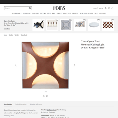 Cross Oyster Flush Mounted Ceiling Light by Rolf Krüger for Staff For Sale at 1stDibs