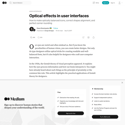 Optical effects in user interfaces