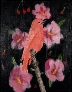 Ann Craven, Pink Song (on Black with Cherries), 2018