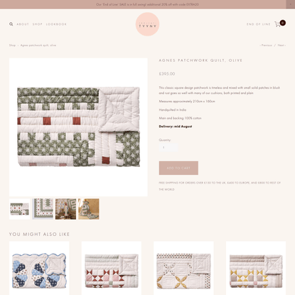 Agnes patchwork quilt, olive — Projektityyny